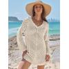 imageANRABESS Swimsuit Cover Up for Women Crochet Bathing Suit 2026 Summer Swimwear V Neck Mesh Knit Beach Dress Vacation OutfitsBeige