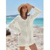 imageANRABESS Swimsuit Cover Up for Women Crochet Bathing Suit 2026 Summer Swimwear V Neck Mesh Knit Beach Dress Vacation OutfitsCream White