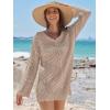 imageANRABESS Swimsuit Cover Up for Women Crochet Bathing Suit 2026 Summer Swimwear V Neck Mesh Knit Beach Dress Vacation OutfitsKhaki