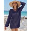 imageANRABESS Swimsuit Cover Up for Women Crochet Bathing Suit 2026 Summer Swimwear V Neck Mesh Knit Beach Dress Vacation OutfitsNavy Blue