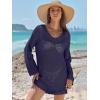 imageANRABESS Swimsuit Cover Up for Women Crochet Bathing Suit 2026 Summer Swimwear V Neck Mesh Knit Beach Dress Vacation OutfitsNavy Blue