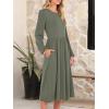 imageANRABESS Women Long Sleeve Midi Dress Crewneck 2025 Fall Fashion Casual Flowy ALine Long Dresses Vacation Outfit with PocketArmy Green
