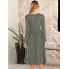 imageANRABESS Women Long Sleeve Midi Dress Crewneck 2025 Fall Fashion Casual Flowy ALine Long Dresses Vacation Outfit with PocketArmy Green