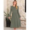 imageANRABESS Women Long Sleeve Midi Dress Crewneck 2025 Fall Fashion Casual Flowy ALine Long Dresses Vacation Outfit with PocketArmy Green