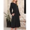 imageANRABESS Women Long Sleeve Midi Dress Crewneck 2025 Fall Fashion Casual Flowy ALine Long Dresses Vacation Outfit with PocketBlack