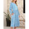 imageANRABESS Women Long Sleeve Midi Dress Crewneck 2025 Fall Fashion Casual Flowy ALine Long Dresses Vacation Outfit with PocketFloral Blue White