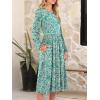 imageANRABESS Women Long Sleeve Midi Dress Crewneck 2025 Fall Fashion Casual Flowy ALine Long Dresses Vacation Outfit with PocketFloral Green