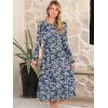 imageANRABESS Women Long Sleeve Midi Dress Crewneck 2025 Fall Fashion Casual Flowy ALine Long Dresses Vacation Outfit with PocketFloral Navy Blue White