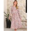 imageANRABESS Women Long Sleeve Midi Dress Crewneck 2025 Fall Fashion Casual Flowy ALine Long Dresses Vacation Outfit with PocketFloral Pink