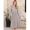 imageANRABESS Women Long Sleeve Midi Dress Crewneck 2025 Fall Fashion Casual Flowy ALine Long Dresses Vacation Outfit with PocketGrey Khaki White Dot