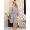 imageANRABESS Women Long Sleeve Midi Dress Crewneck 2025 Fall Fashion Casual Flowy ALine Long Dresses Vacation Outfit with PocketGrey Khaki White Dot
