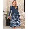 imageANRABESS Women Long Sleeve Midi Dress Crewneck 2025 Fall Fashion Casual Flowy ALine Long Dresses Vacation Outfit with PocketNavy Blue Floral Hem
