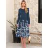 imageANRABESS Women Long Sleeve Midi Dress Crewneck 2025 Fall Fashion Casual Flowy ALine Long Dresses Vacation Outfit with PocketNavy Blue Floral Hem