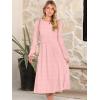 imageANRABESS Women Long Sleeve Midi Dress Crewneck 2025 Fall Fashion Casual Flowy ALine Long Dresses Vacation Outfit with PocketPink Round Dot