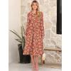 imageANRABESS Women Long Sleeve Midi Dress Crewneck 2025 Fall Fashion Casual Flowy ALine Long Dresses Vacation Outfit with PocketPrint Green White Floral