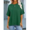 imageANRABESS Women Oversized T Shirts Short Sleeve Summer Casual Loose Top Basic Tee with PocketGreen