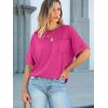 imageANRABESS Women Oversized T Shirts Short Sleeve Summer Casual Loose Top Basic Tee with PocketHot Pink