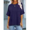 imageANRABESS Women Oversized T Shirts Short Sleeve Summer Casual Loose Top Basic Tee with PocketNavy Blue