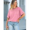 imageANRABESS Women Oversized T Shirts Short Sleeve Summer Casual Loose Top Basic Tee with PocketPink