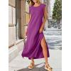 imageANRABESS Women Summer Casual Sleeveless Maxi Dress 2026 Crewneck Loose Split WrinkleFree Beach Travel Vacation Long SundressPurple Red