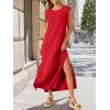 imageANRABESS Women Summer Casual Sleeveless Maxi Dress 2026 Crewneck Loose Split WrinkleFree Beach Travel Vacation Long SundressRed
