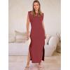 imageANRABESS Women Summer Casual Sleeveless Maxi Dress 2026 Crewneck Loose Split WrinkleFree Beach Travel Vacation Long SundressWine Red