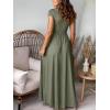 imageANRABESS Women Summer Deep V Neck Short Sleeve Dresses Slit Elegant Wedding Guest Formal Cocktail Evening Maxi Long DressArmy Green