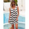 imageANRABESS Women Swimsuit Cover Ups Summer Sleeveless Beach Crochet Swimwear Bathing Suit Knit Swim Dress 2025 Vacation OutfitsBlack White Stripe