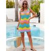 imageANRABESS Women Swimsuit Cover Ups Summer Sleeveless Beach Crochet Swimwear Bathing Suit Knit Swim Dress 2025 Vacation OutfitsRainbow Stripe