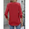 imageANRABESS Womens 34 Sleeve Blouses Dressy Casual Henley Shirts V Neck Work Business Tee Tops 2025 Fashion Vacation ClothesRed