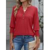 imageANRABESS Womens 34 Sleeve Blouses Dressy Casual Henley Shirts V Neck Work Business Tee Tops 2025 Fashion Vacation ClothesRed
