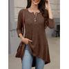 imageANRABESS Womens 34 Sleeve Long Tunic Tops for Leggings High Low Henley Shirts Dressy Casual Loose Blouses 2025 Fall FashionBrown