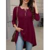 imageANRABESS Womens 34 Sleeve Long Tunic Tops for Leggings High Low Henley Shirts Dressy Casual Loose Blouses 2025 Fall FashionBurgundy