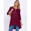 imageANRABESS Womens 34 Sleeve Long Tunic Tops for Leggings High Low Henley Shirts Dressy Casual Loose Blouses 2025 Fall FashionBurgundy