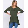 imageANRABESS Womens 34 Sleeve Long Tunic Tops for Leggings High Low Henley Shirts Dressy Casual Loose Blouses 2025 Fall FashionDeep Green