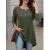 imageANRABESS Womens 34 Sleeve Long Tunic Tops for Leggings High Low Henley Shirts Dressy Casual Loose Blouses 2025 Fall FashionDeep Green
