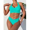 imageANRABESS Womens Bikini Sets Two Piece Swimsuits High Waisted Halter Twist Front Bathing Suit 2026 Summer Beach SwimwearAqua