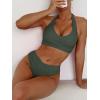 imageANRABESS Womens Bikini Sets Two Piece Swimsuits High Waisted Halter Twist Front Bathing Suit 2026 Summer Beach SwimwearArmy Green