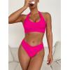 imageANRABESS Womens Bikini Sets Two Piece Swimsuits High Waisted Halter Twist Front Bathing Suit 2026 Summer Beach SwimwearHot Pink