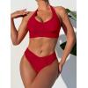 imageANRABESS Womens Bikini Sets Two Piece Swimsuits High Waisted Halter Twist Front Bathing Suit 2026 Summer Beach SwimwearRed