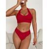 imageANRABESS Womens Bikini Sets Two Piece Swimsuits High Waisted Halter Twist Front Bathing Suit 2026 Summer Beach SwimwearRed