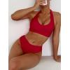 imageANRABESS Womens Bikini Sets Two Piece Swimsuits High Waisted Halter Twist Front Bathing Suit 2026 Summer Beach SwimwearRed