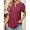imageANRABESS Womens Dressy Chiffon Blouses V Neck Petal Short Sleeve Shirts 2025 Summer Casual Business Office Work TopsBurgundy