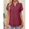 imageANRABESS Womens Dressy Chiffon Blouses V Neck Petal Short Sleeve Shirts 2025 Summer Casual Business Office Work TopsBurgundy