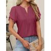 imageANRABESS Womens Dressy Chiffon Blouses V Neck Petal Short Sleeve Shirts 2025 Summer Casual Business Office Work TopsBurgundy