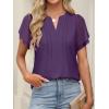 imageANRABESS Womens Dressy Chiffon Blouses V Neck Petal Short Sleeve Shirts 2025 Summer Casual Business Office Work TopsDeep Purple