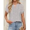 imageANRABESS Womens Dressy Chiffon Blouses V Neck Petal Short Sleeve Shirts 2025 Summer Casual Business Office Work TopsKhaki White Dot