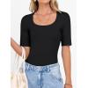 imageANRABESS Womens Half Sleeve Tops Scoop Neck Ribbed Knit Slim Fitted Basic Tee Shirts Summer 2025 Trendy Fall Casual ClothesBlack