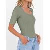 imageANRABESS Womens Half Sleeve Tops Scoop Neck Ribbed Knit Slim Fitted Basic Tee Shirts Summer 2025 Trendy Fall Casual ClothesSage Green