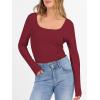 imageANRABESS Womens Long Sleeve Fleece Thermal Tops Square Neck Fitted Basic Thick Layering Shirt 2025 Fall Winter OutfitsDark Red